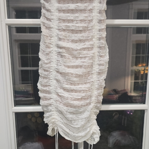 For Love And Lemons White Striped Ruched Dress - Picture 3 of 6